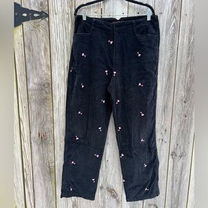 CASABLANCA VTG Y2K Corduroy High Rise Black Pants Martini Glasses Women’s 12